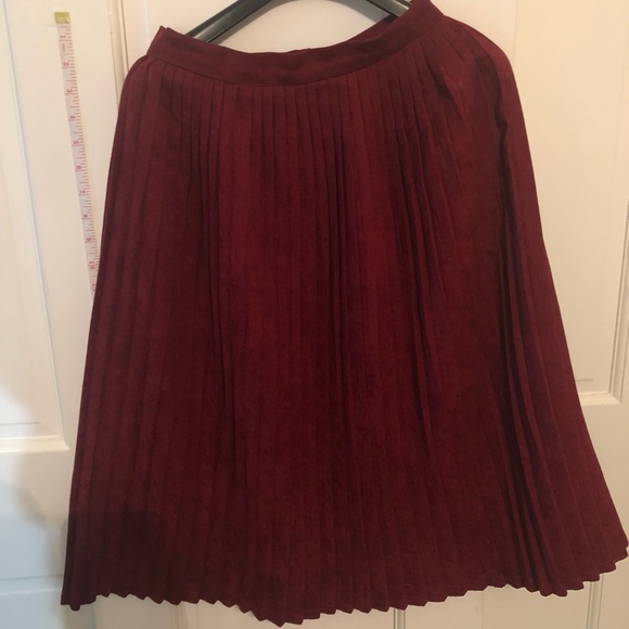 Bordeaux red velvet midi skirt - Picture 1 of 2